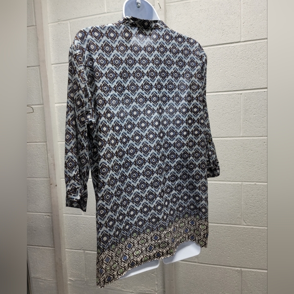 Liz & Co Women Blouse Pretty Shades of Blue Brown and Green - Picture 3 of 10